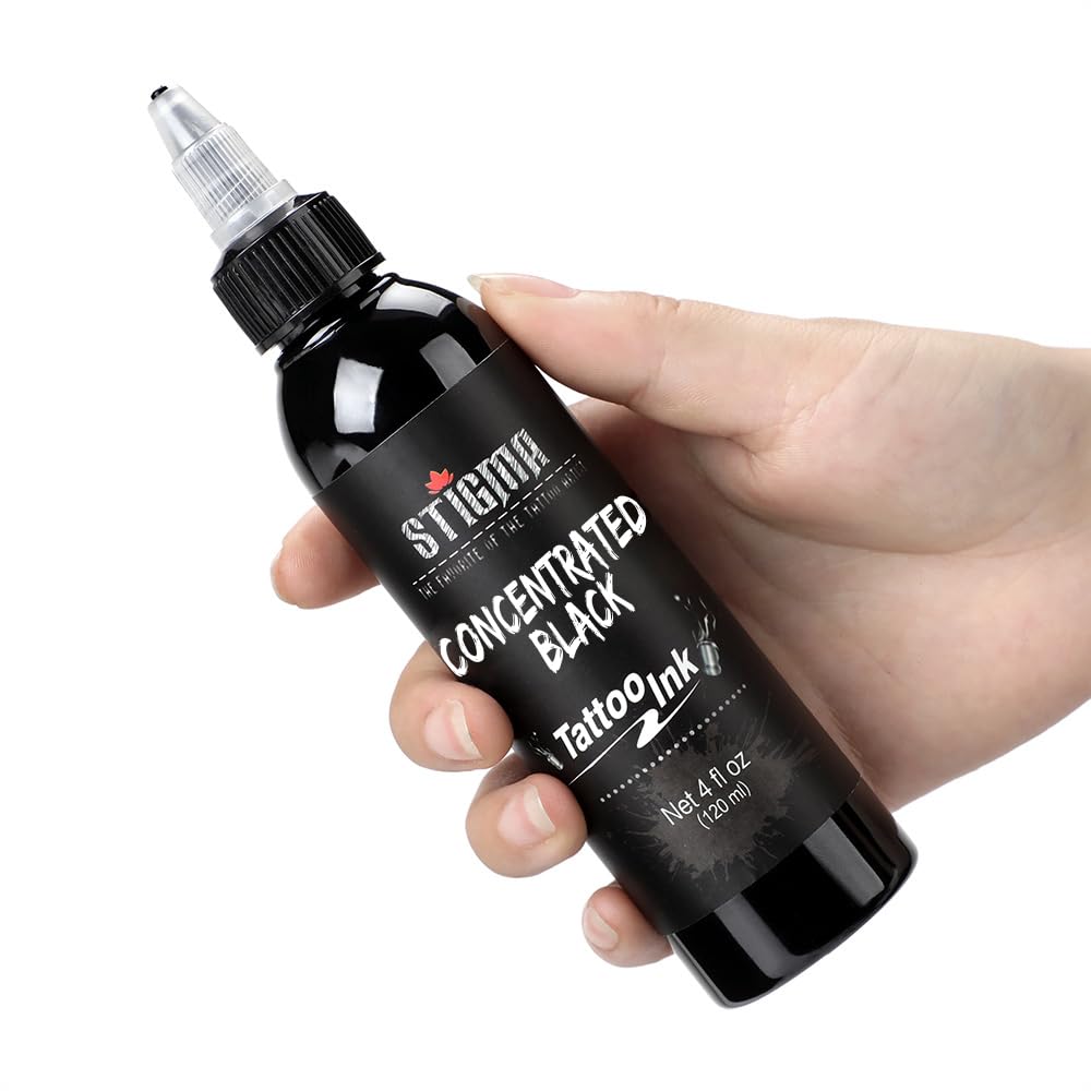 STIGMA botella de 120 ml lista para sesiones prolongadas de delineado.