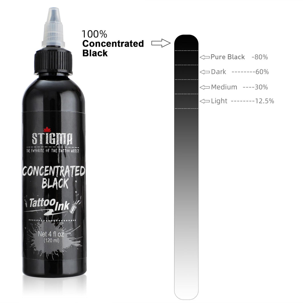 STIGMA tinta negra esterilizada por irradiación gamma para uso profesional.