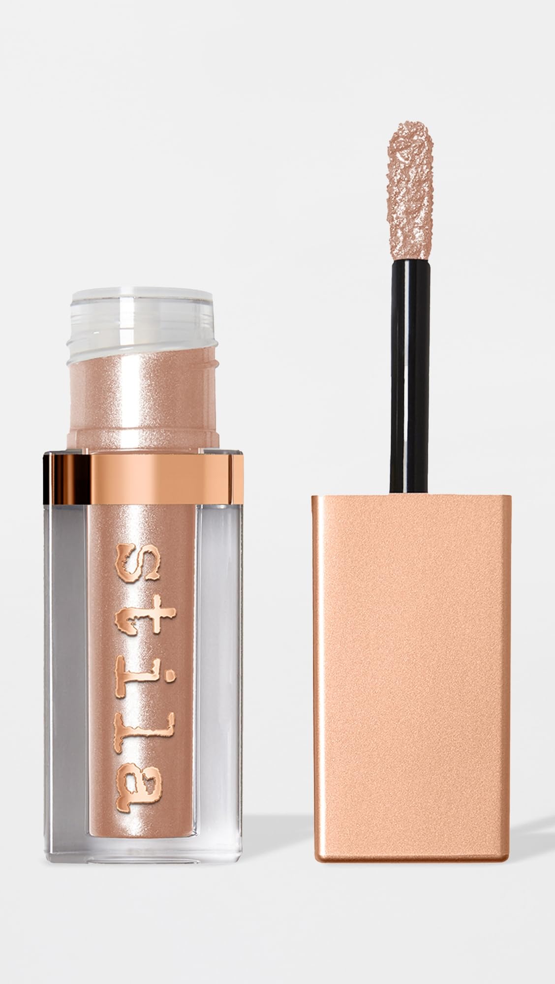 Stila Shimmer and Glow Original packaging display highlights sleek travel-friendly bottle