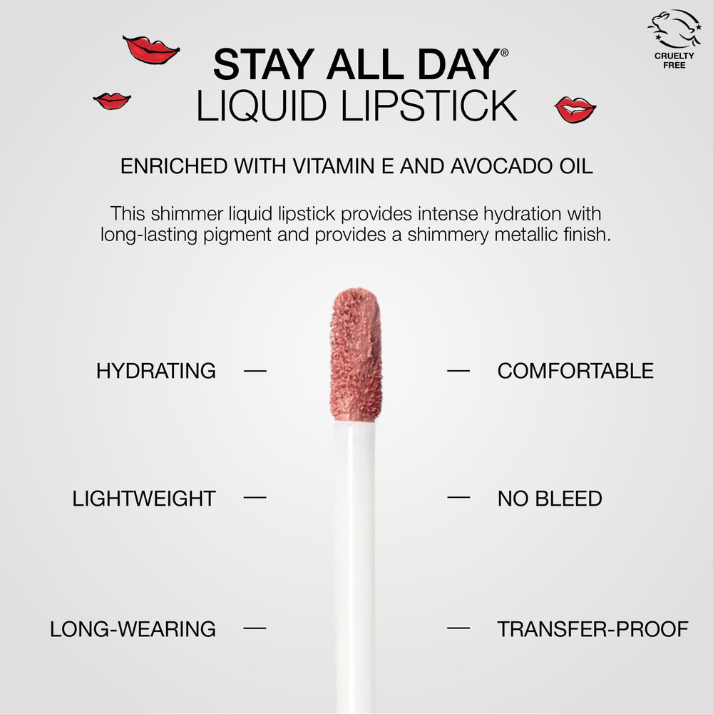 Stila Stay All Day Shimmer Lipstick close-up highlights smooth texture and shimmer