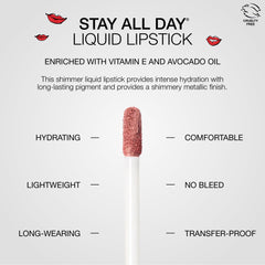 Stila Stay All Day Shimmer Lipstick close-up highlights smooth texture and shimmer