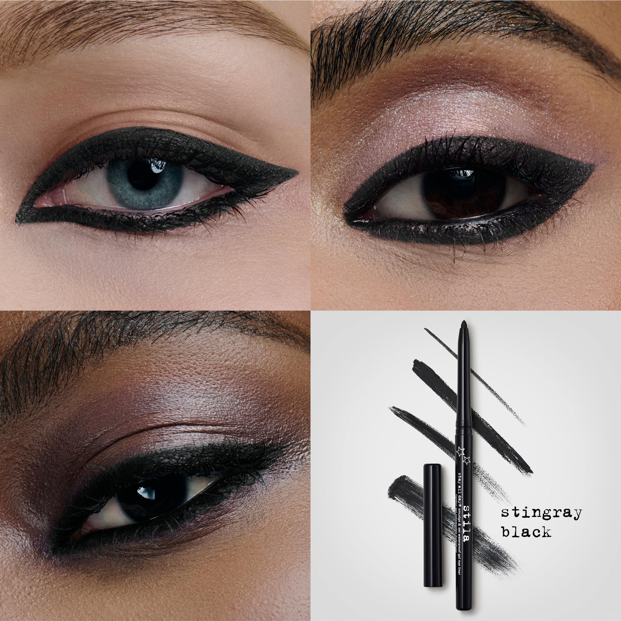 Vibrant swatch of Stila Stay All Day gel liner shows instant color payoff.