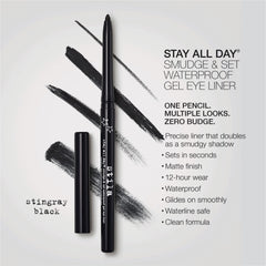 Stila Stay All Day waterline application demonstrates safe use on the waterline.