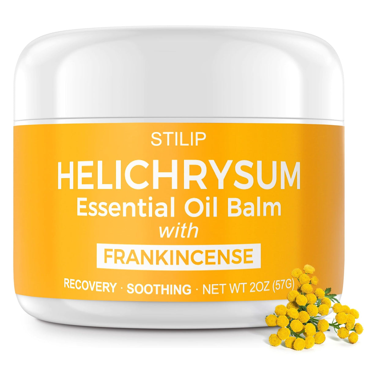 STILIP bálsamo Helichrysum con incienso en pote, cuidado facial natural para renovación diaria.