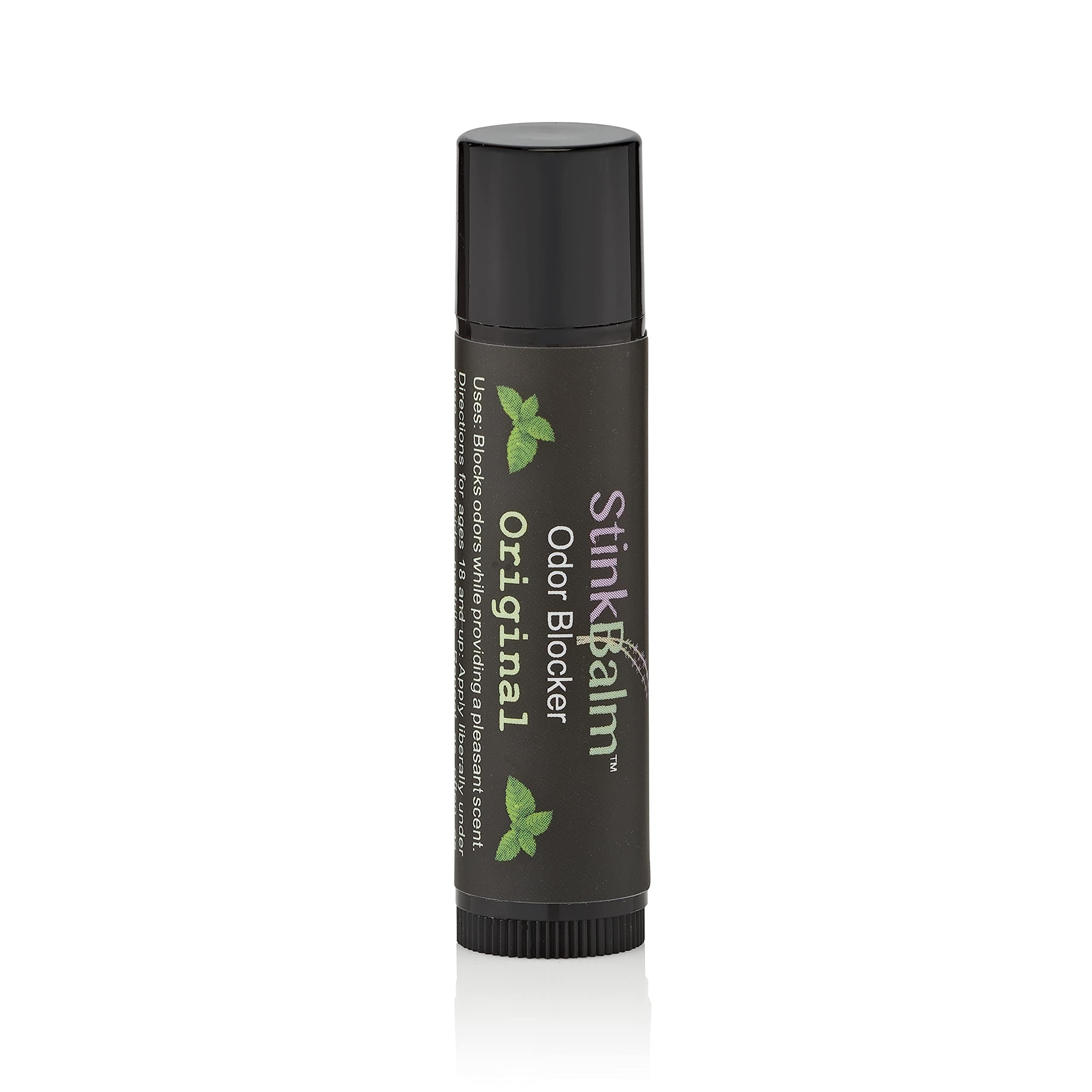 StinkBalm bloqueador de olor, primer plano del envase