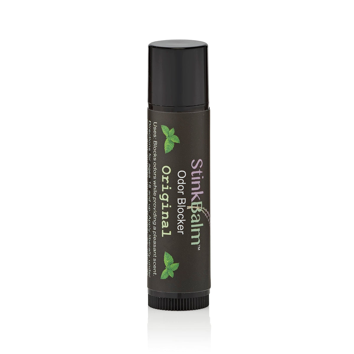 StinkBalm bloqueador de olor, primer plano del envase
