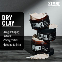 STMNT Dry Clay texture application shows long-lasting dry texture and strong hold.