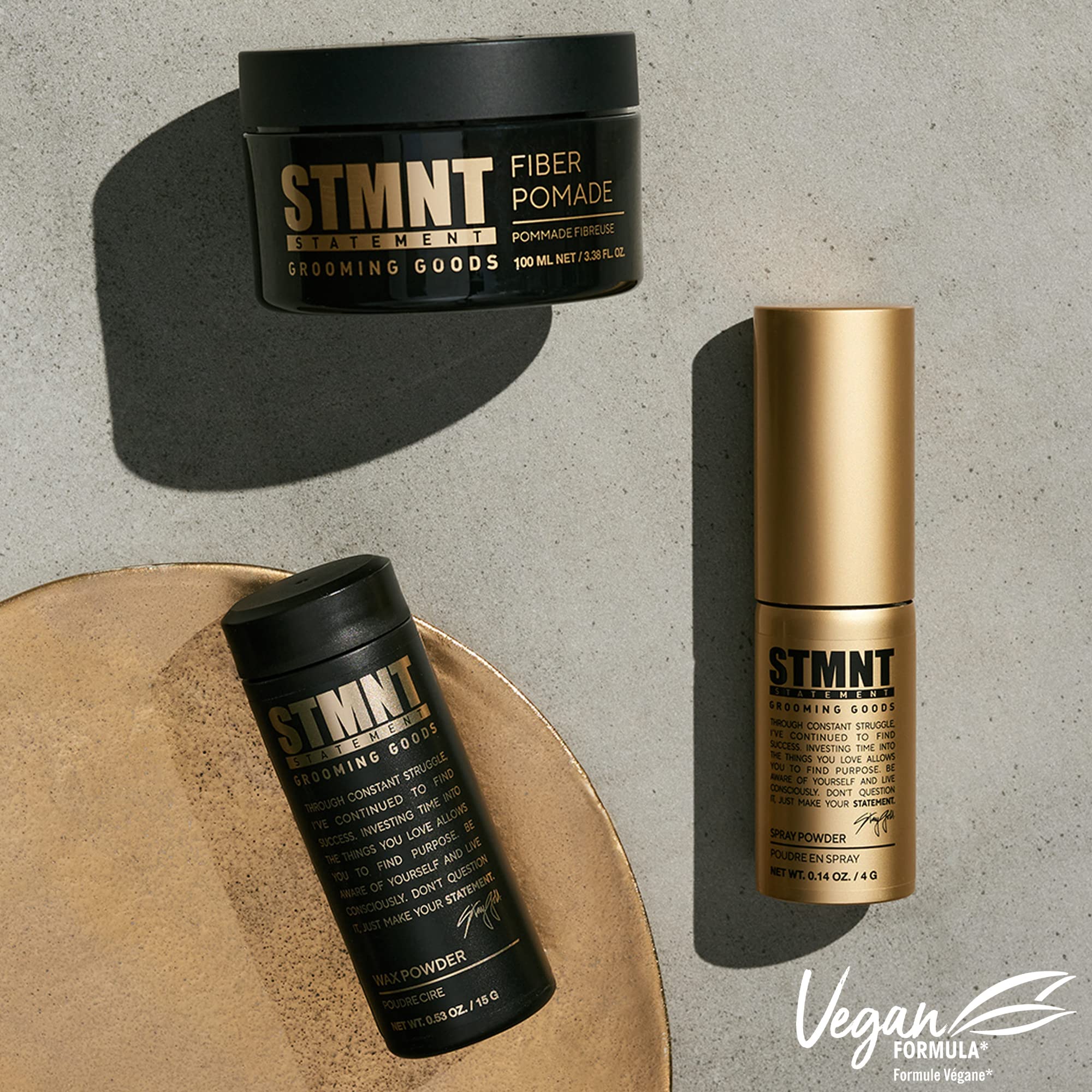 Reactivates with water for quick reshaping using STMNT Fiber Pomade.