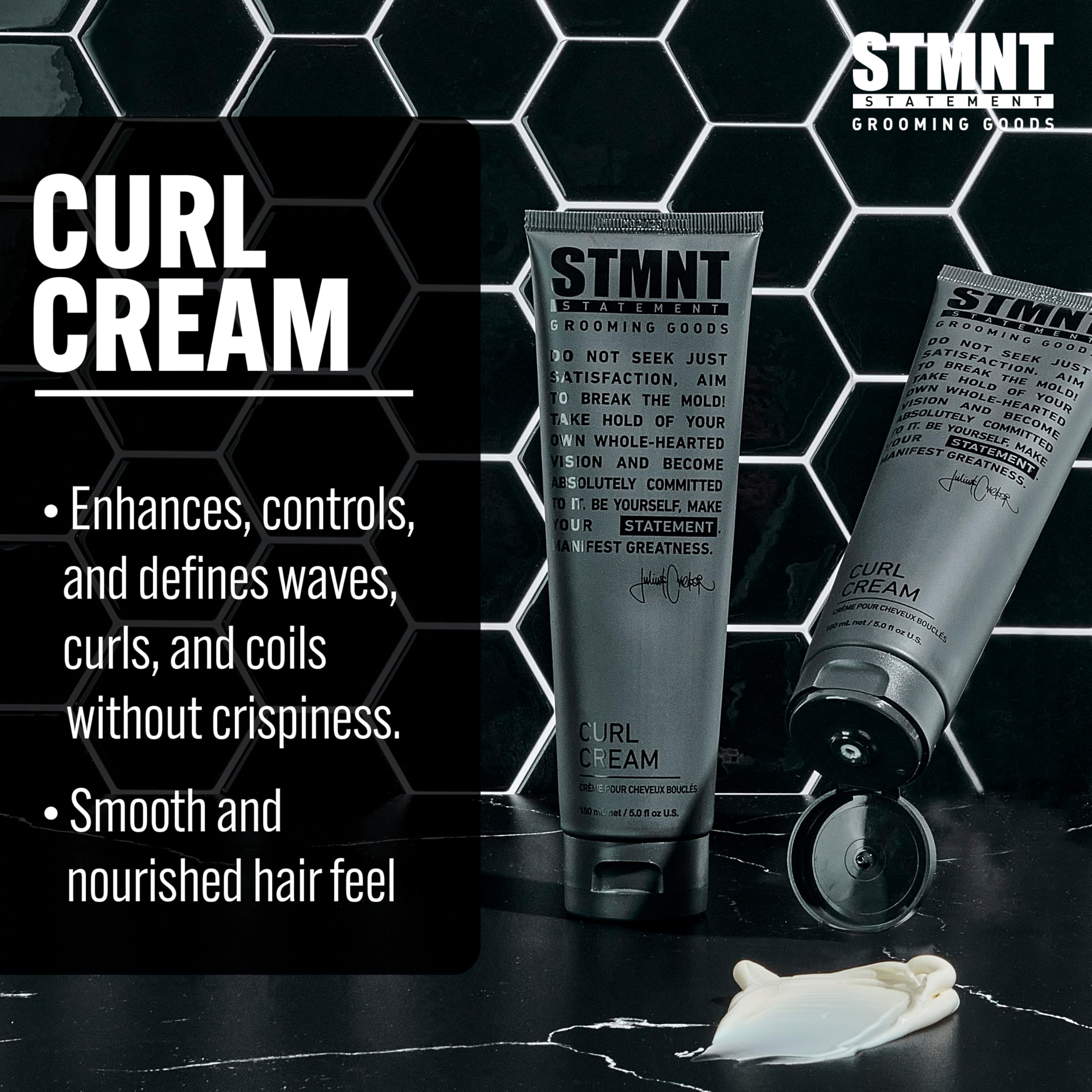 Curls defined and tamed with STMNT Curl Cream.