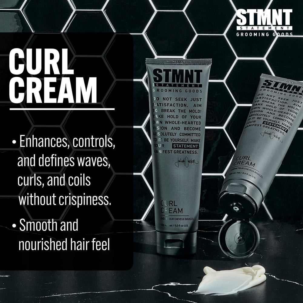 Curls defined and tamed with STMNT Curl Cream.