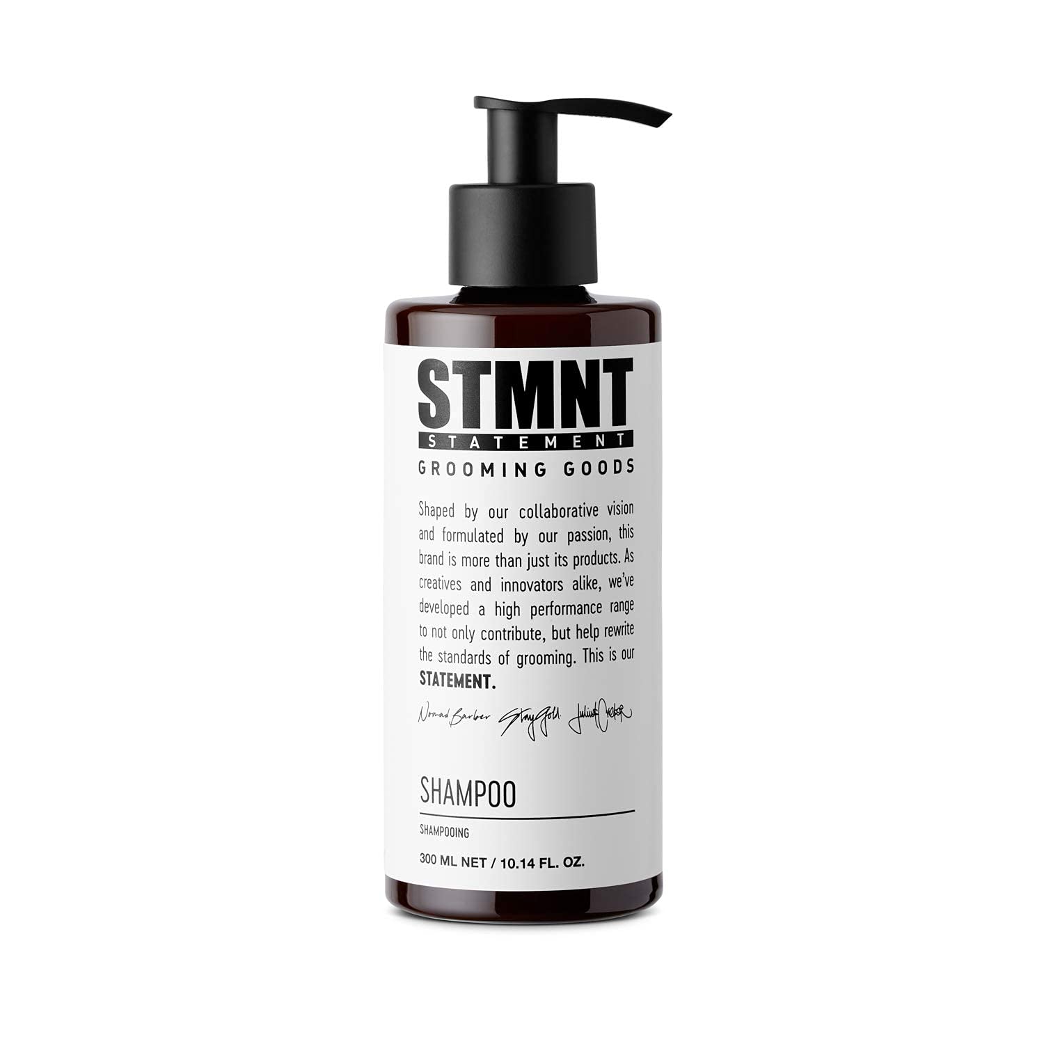 Champú STMNT: botella muestra limpieza profunda para cabello.