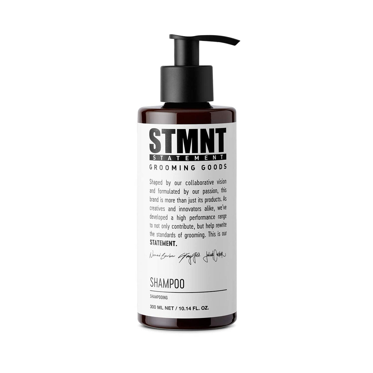 Champú STMNT: botella muestra limpieza profunda para cabello.
