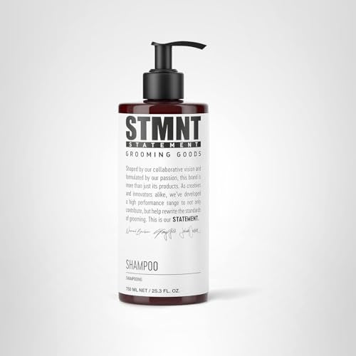 STMNT Grooming Goods Shampoo bottle pour highlights the refreshing scent
