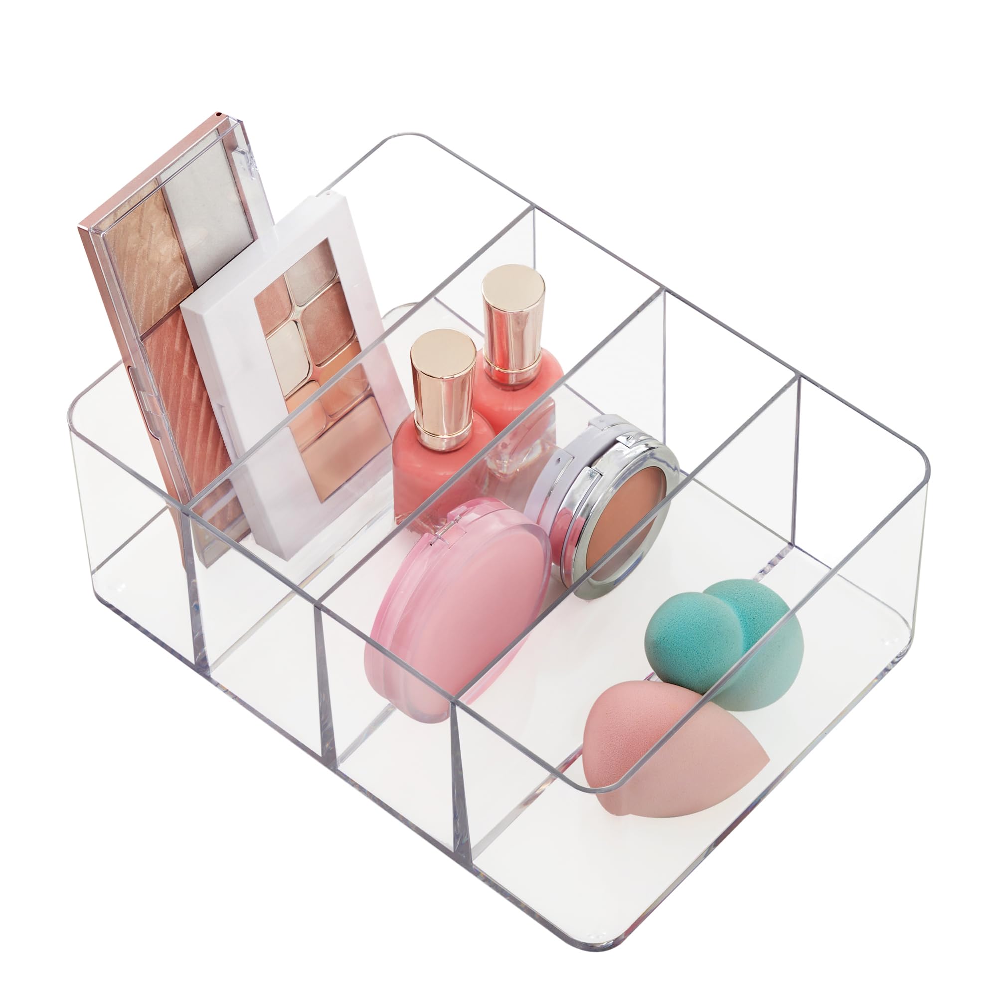 STORi 4-compartment vanity organizer keeps cosmetics neatly upright