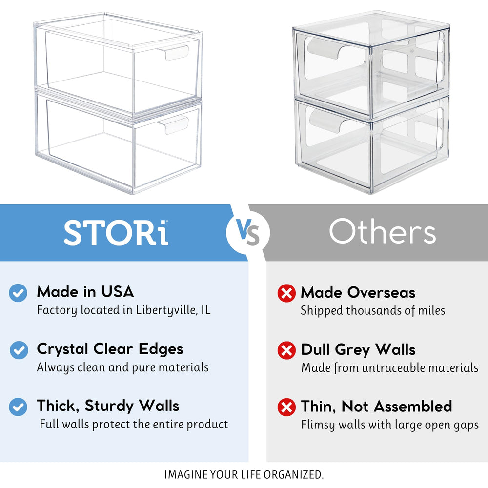 STORi Audrey stackable clear bin drawer desk supplies organized and accessible