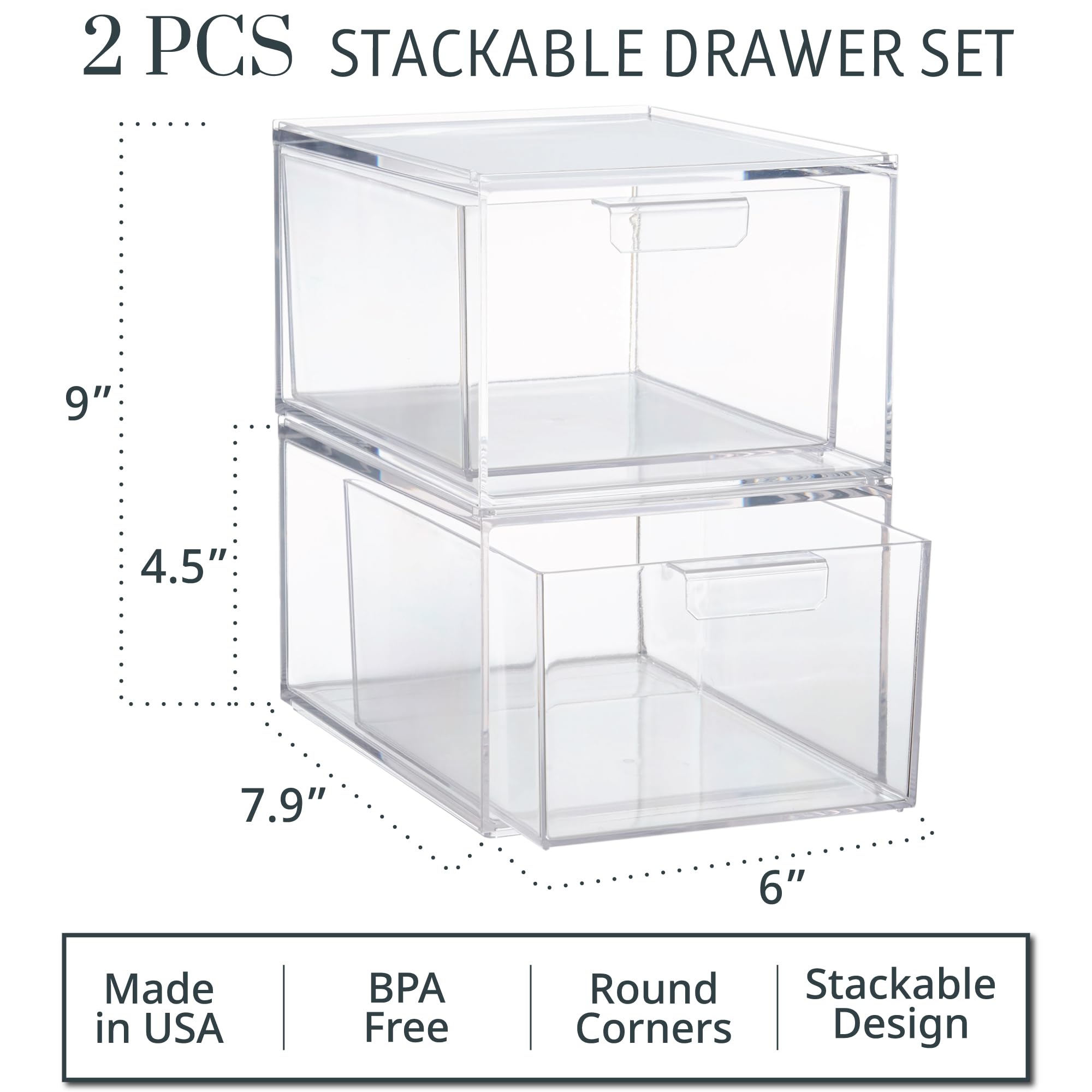 STORi Audrey stackable clear bin drawer jewelry organizer neatly arranged