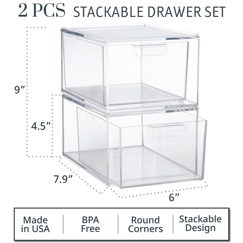 STORi Audrey stackable clear bin drawer jewelry organizer neatly arranged
