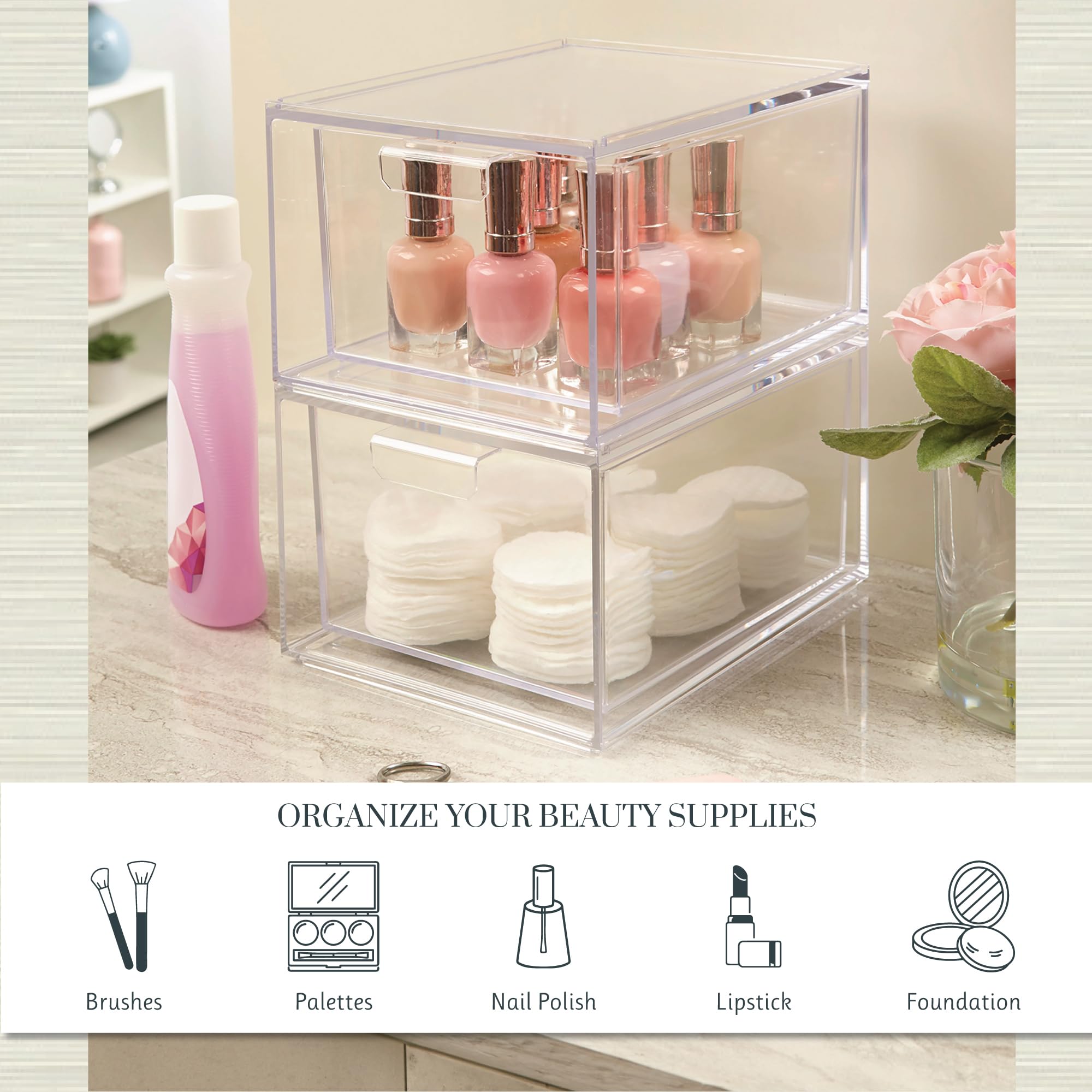 STORi Audrey stackable clear bin drawer kitchen utensils neatly sorted