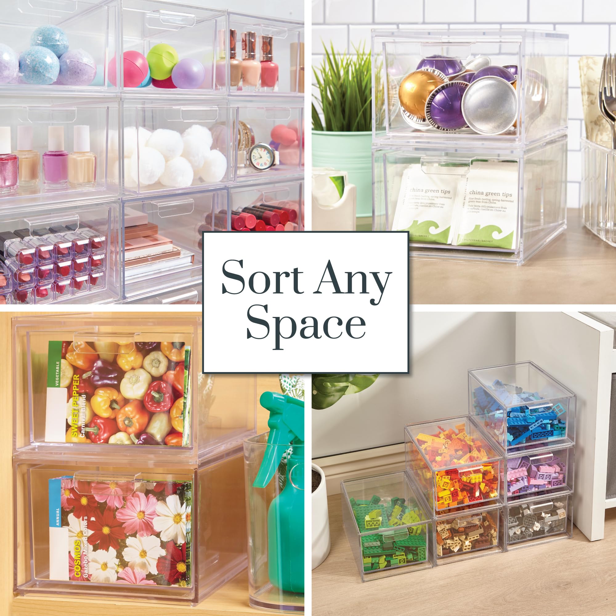 STORi Audrey stackable clear bin drawer under-sink storage in a cabinet
