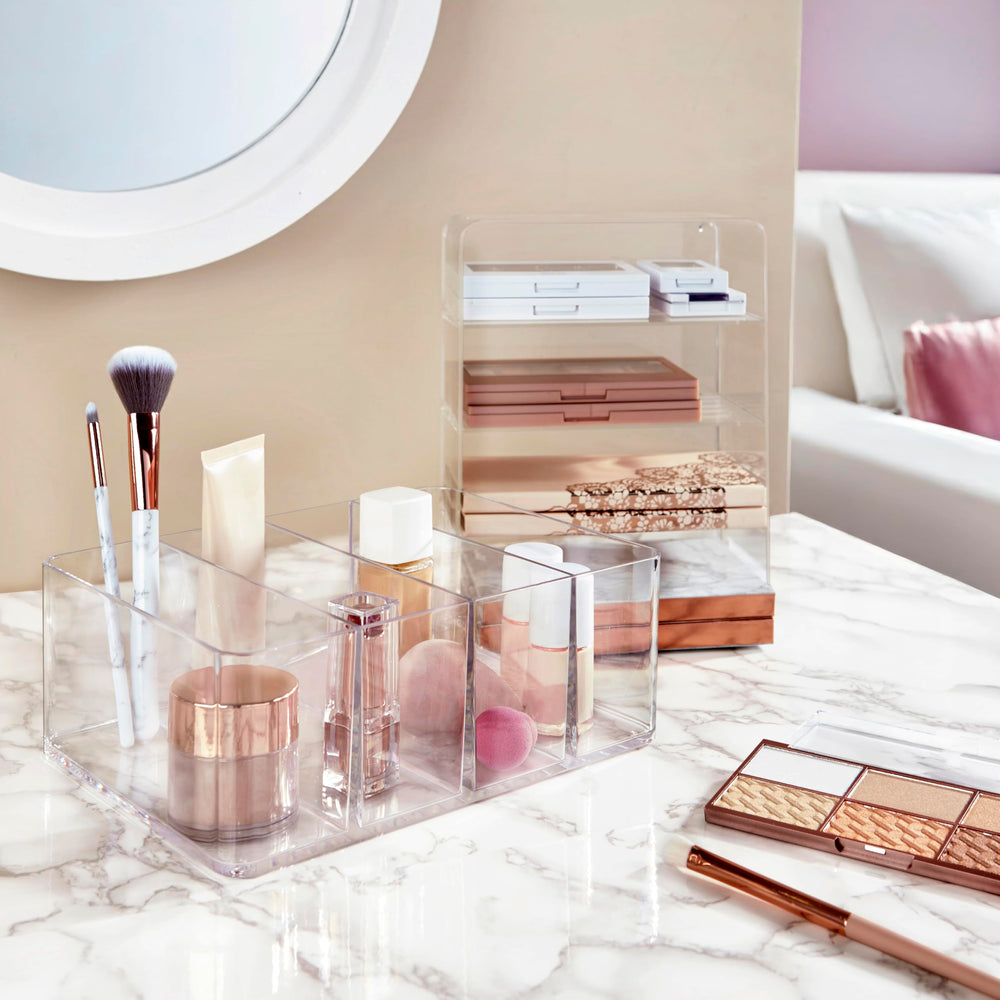 STORi BPA-free clear plastic ensures durable makeup storage