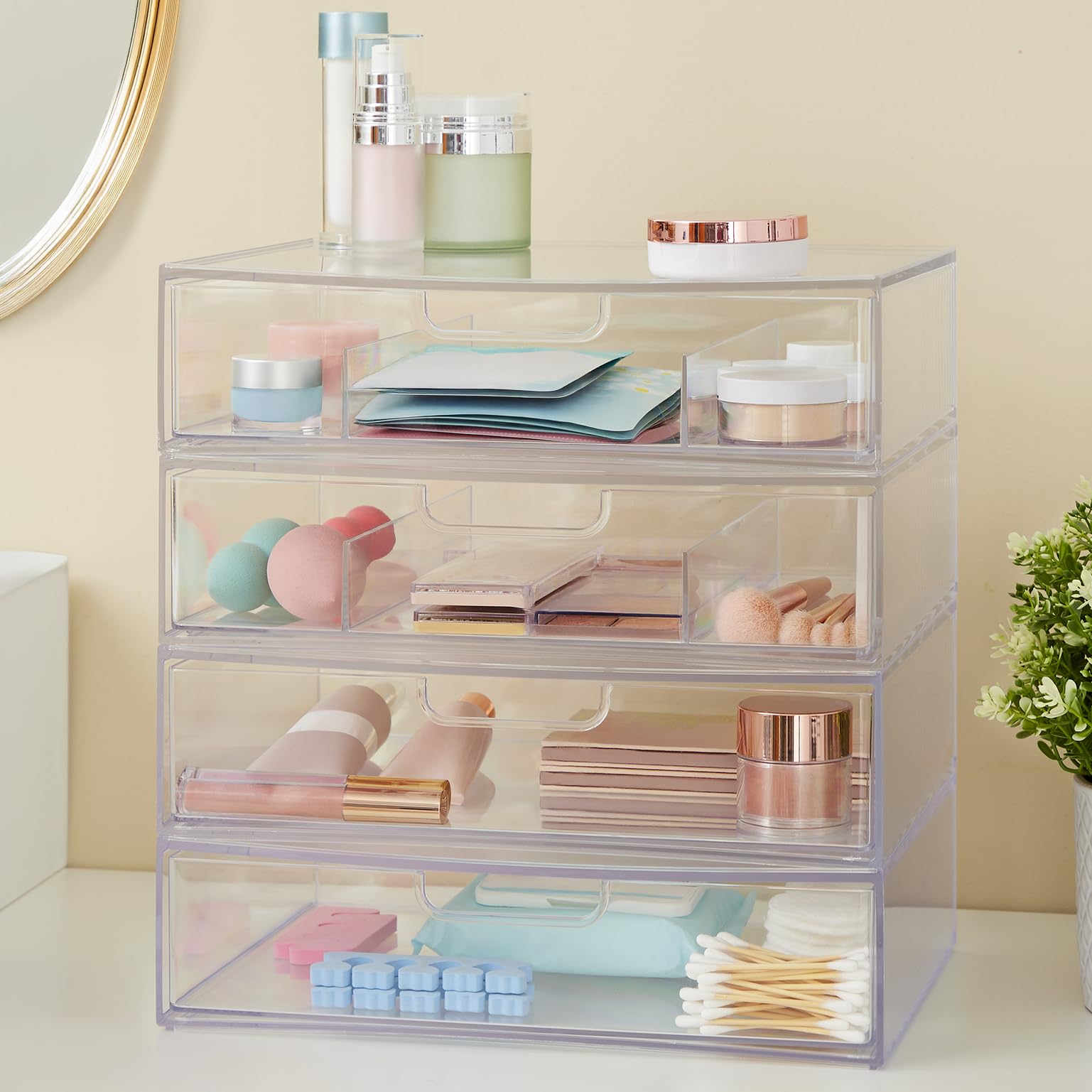 STORi STAX vanity and bathroom storage with clear drawers