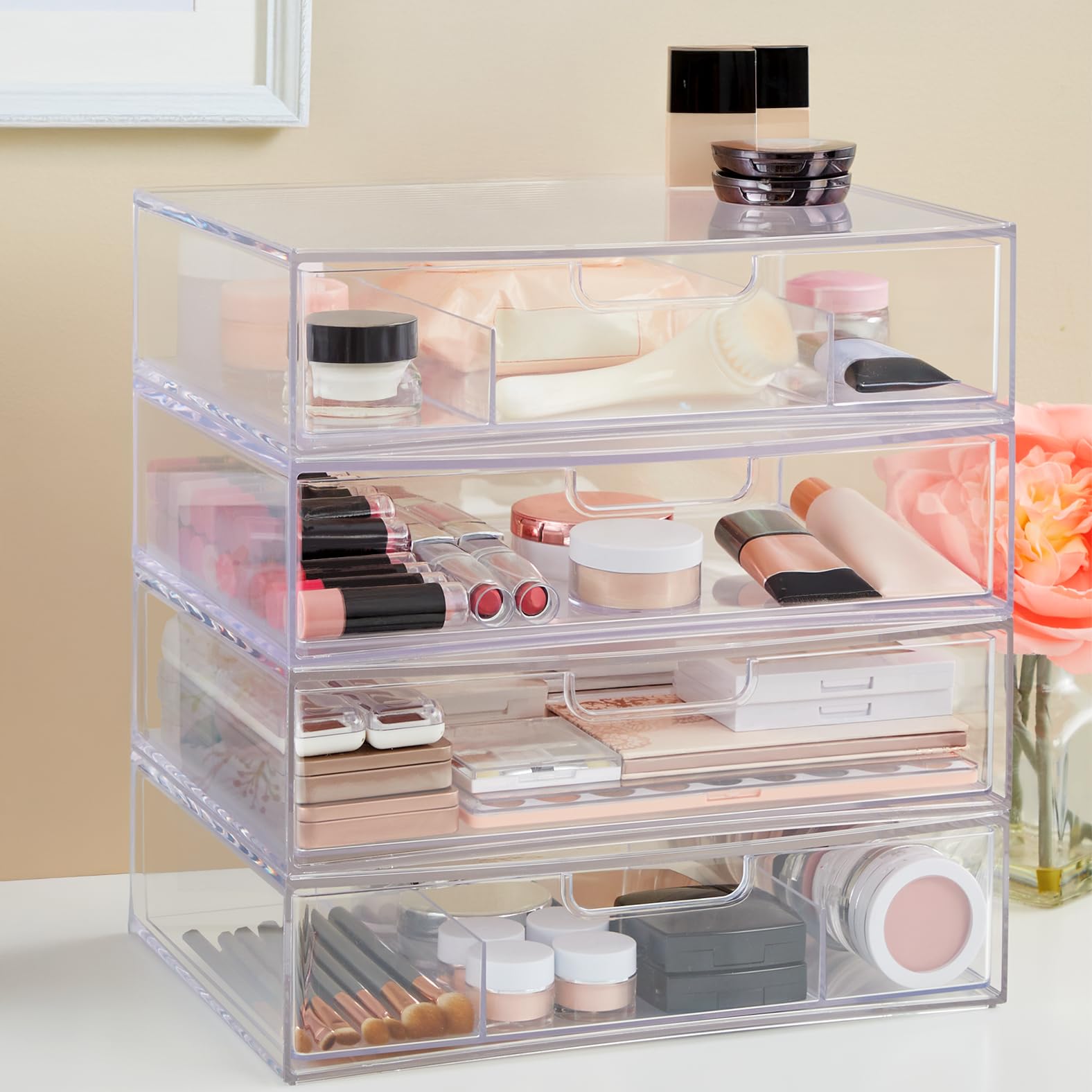 STORi STAX divided drawer keeps pens, markers, and pencils organized