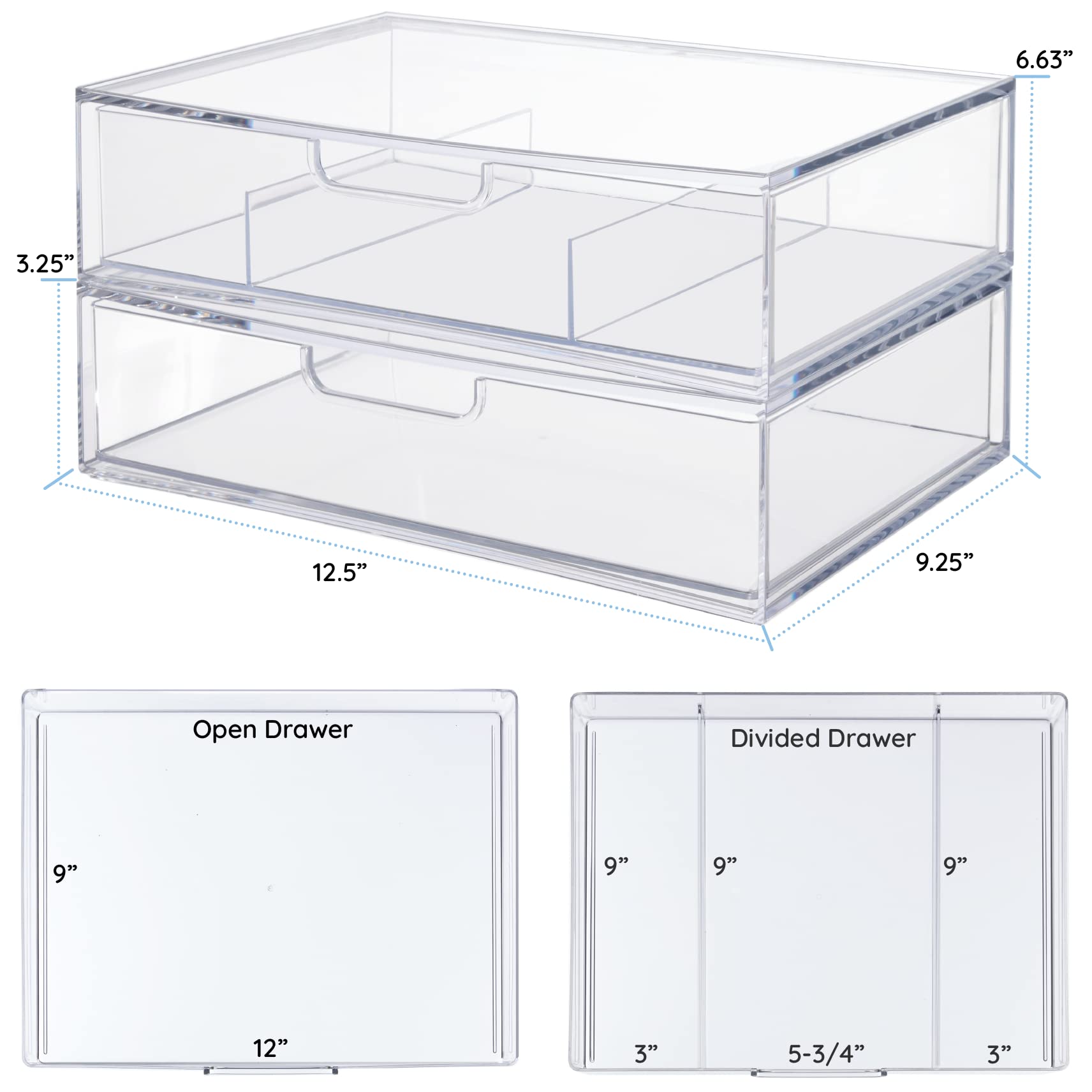 STORi STAX stackable design saves space in cabinets and desks