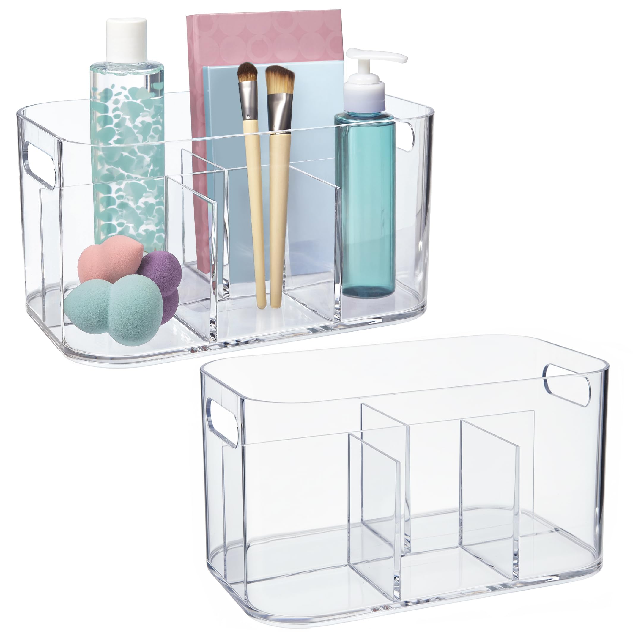 STORi Bliss 5-compartment bin keeps cosmetics neatly organized.