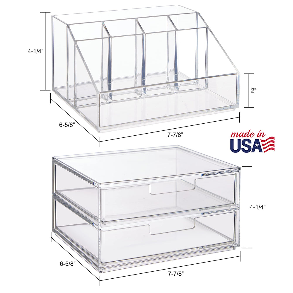 STORi Chloe stackable storage saves counter space for small vanities