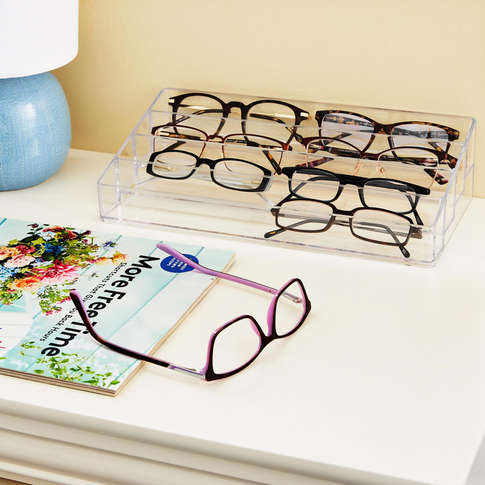 STORi vanity nail polish bottle rack provides fast access on a dresser.