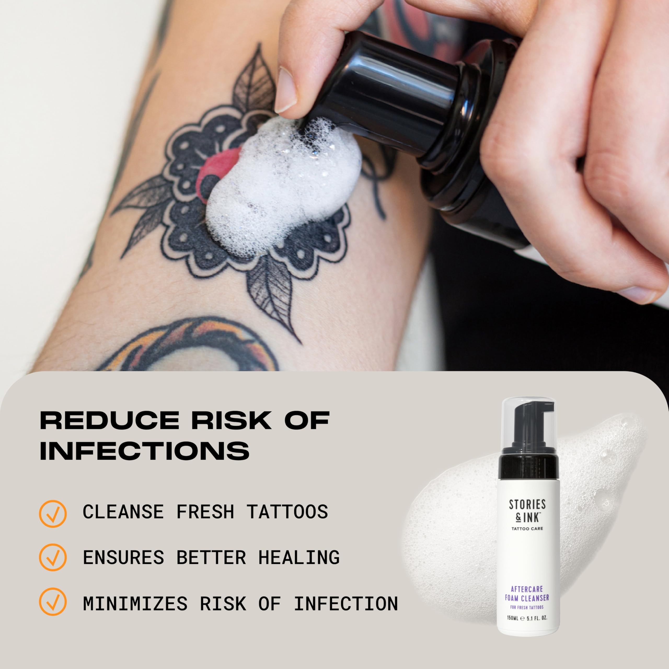 Stories & Ink: botella de 150 ml, cuidado diario de tatuajes recientes.