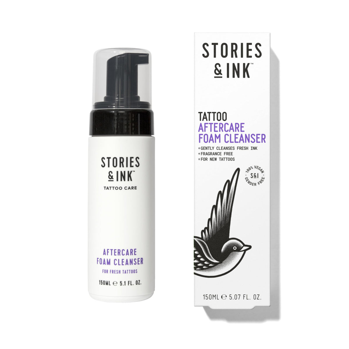 Stories & Ink: espuma limpiadora para tatuaje, limpieza suave para piel sensible.