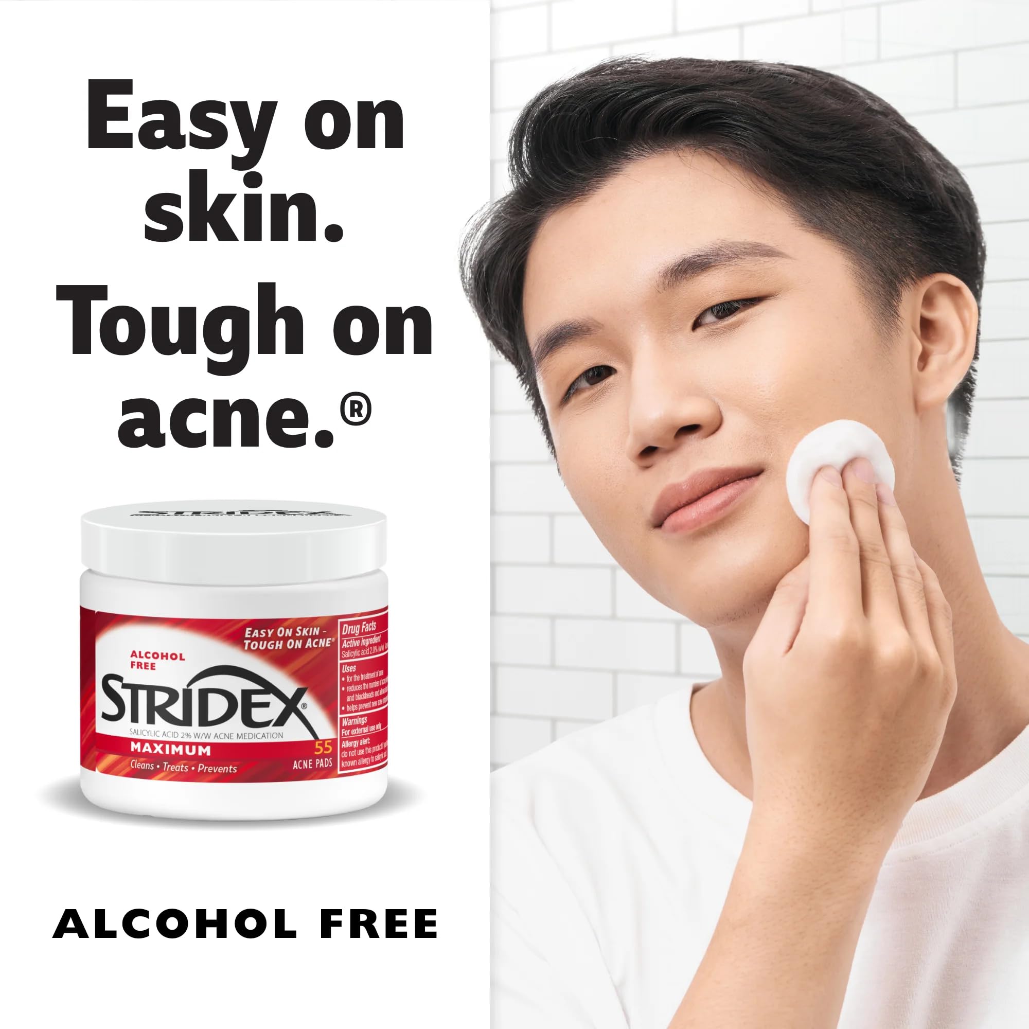Stridex Maximum Pads skin care routine aid for clearer skin
