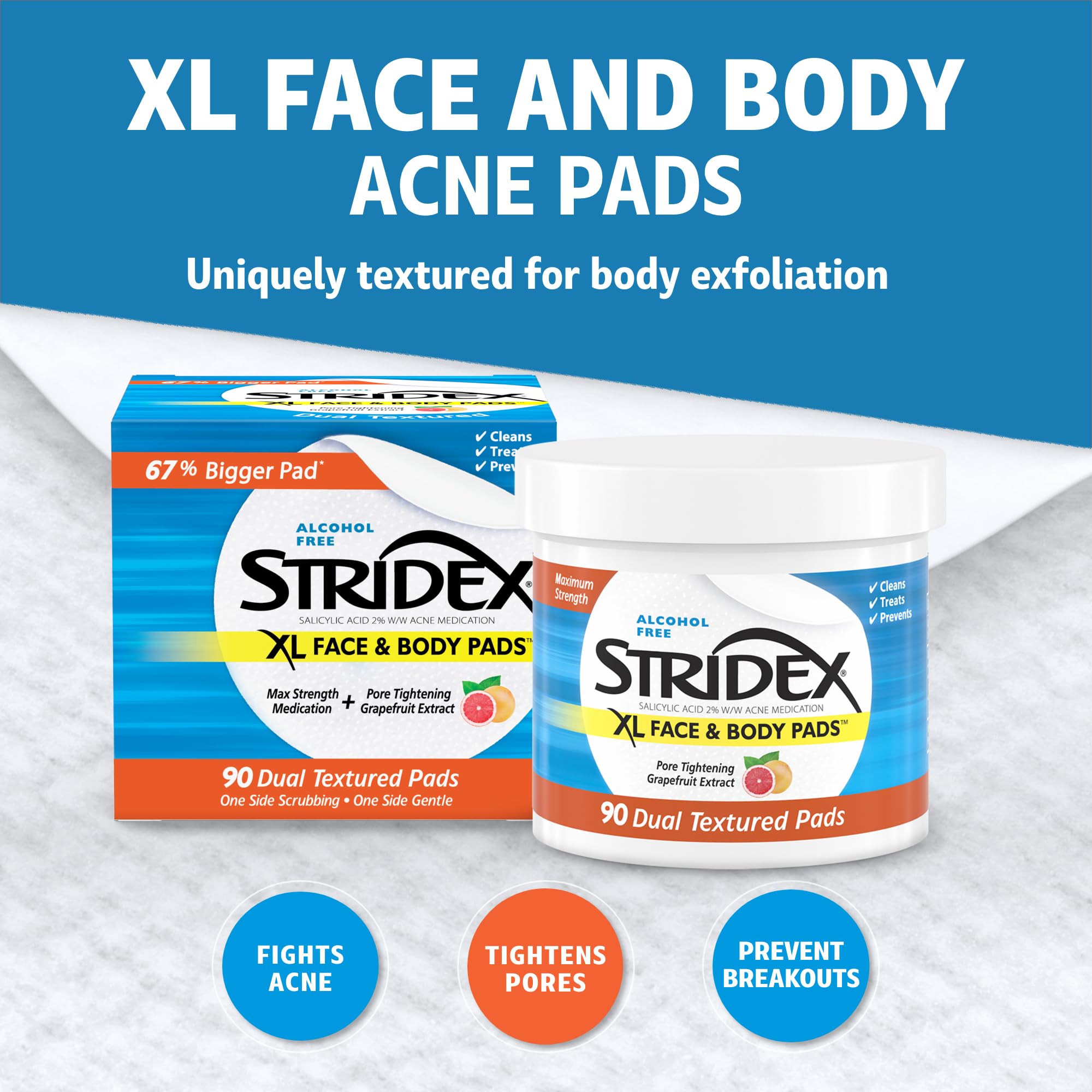 Stridex XL con extracto de pomelo para sensación de frescura