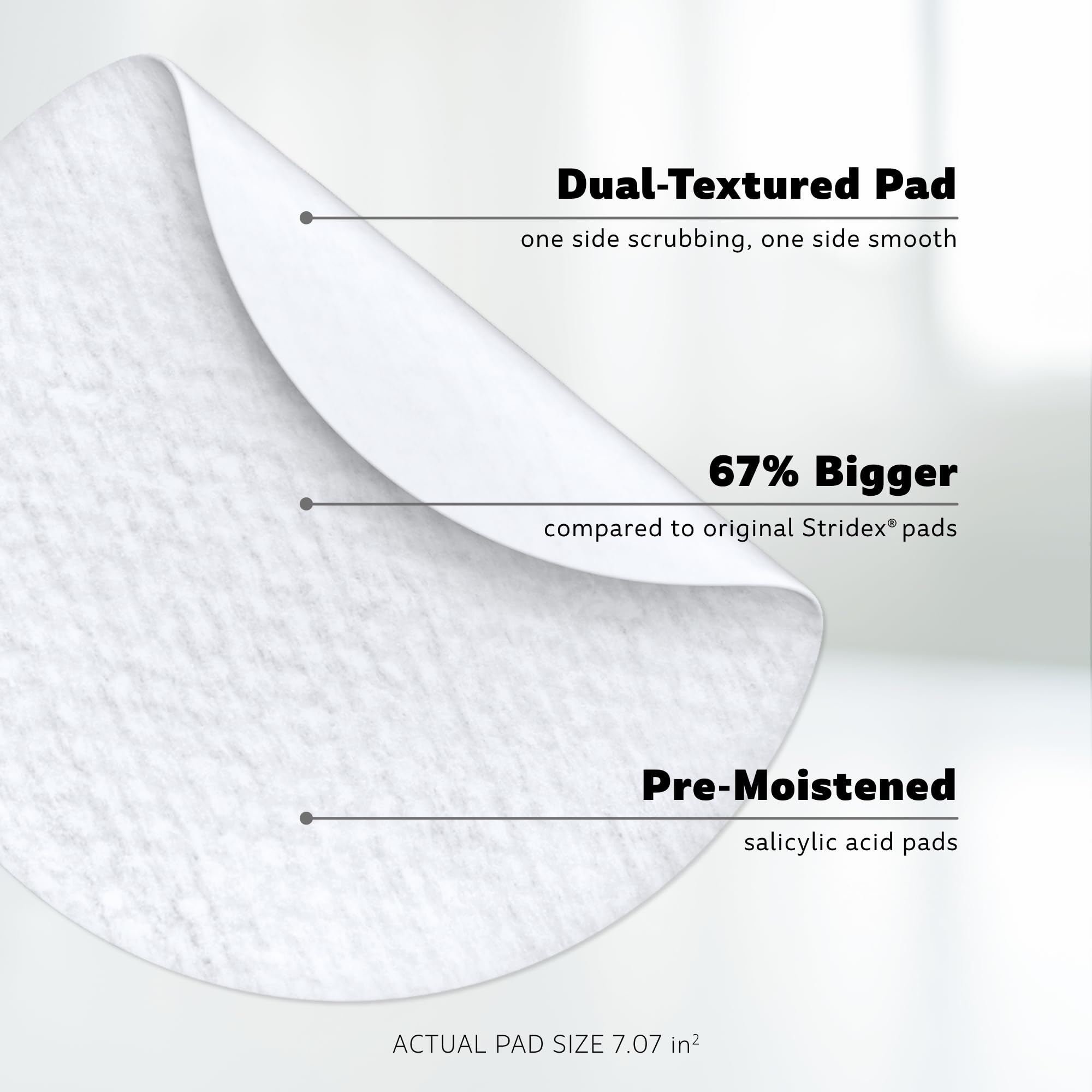 Stridex XL tamaño extra grande cubre más áreas de piel