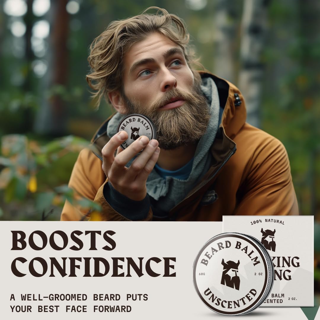 Striking Viking balm being applied to soothe beard itch