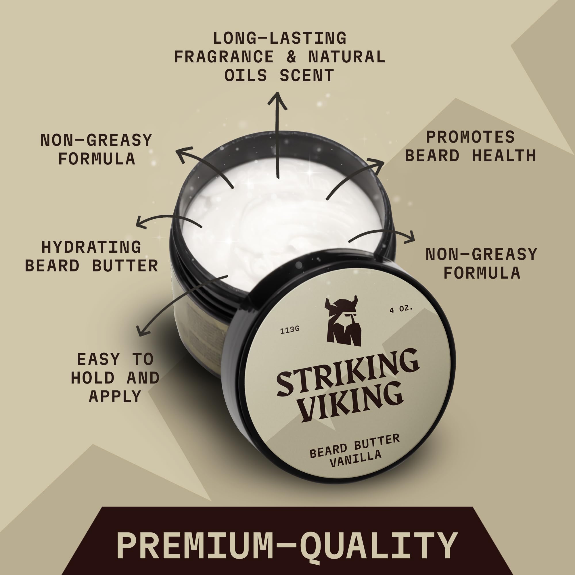 Striking Viking beard butter pre-shave use demonstrates versatile grooming step