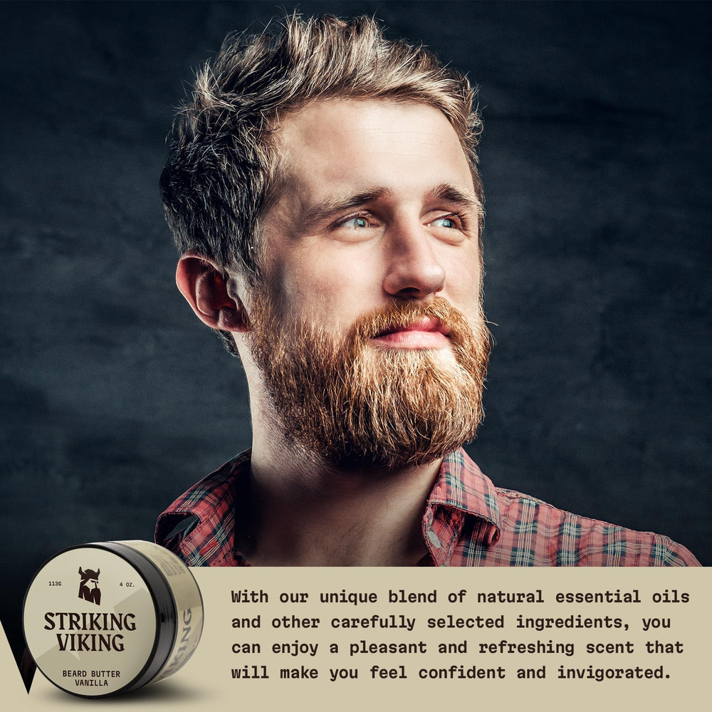 Striking Viking beard butter vanilla aroma highlights natural scent for daily use