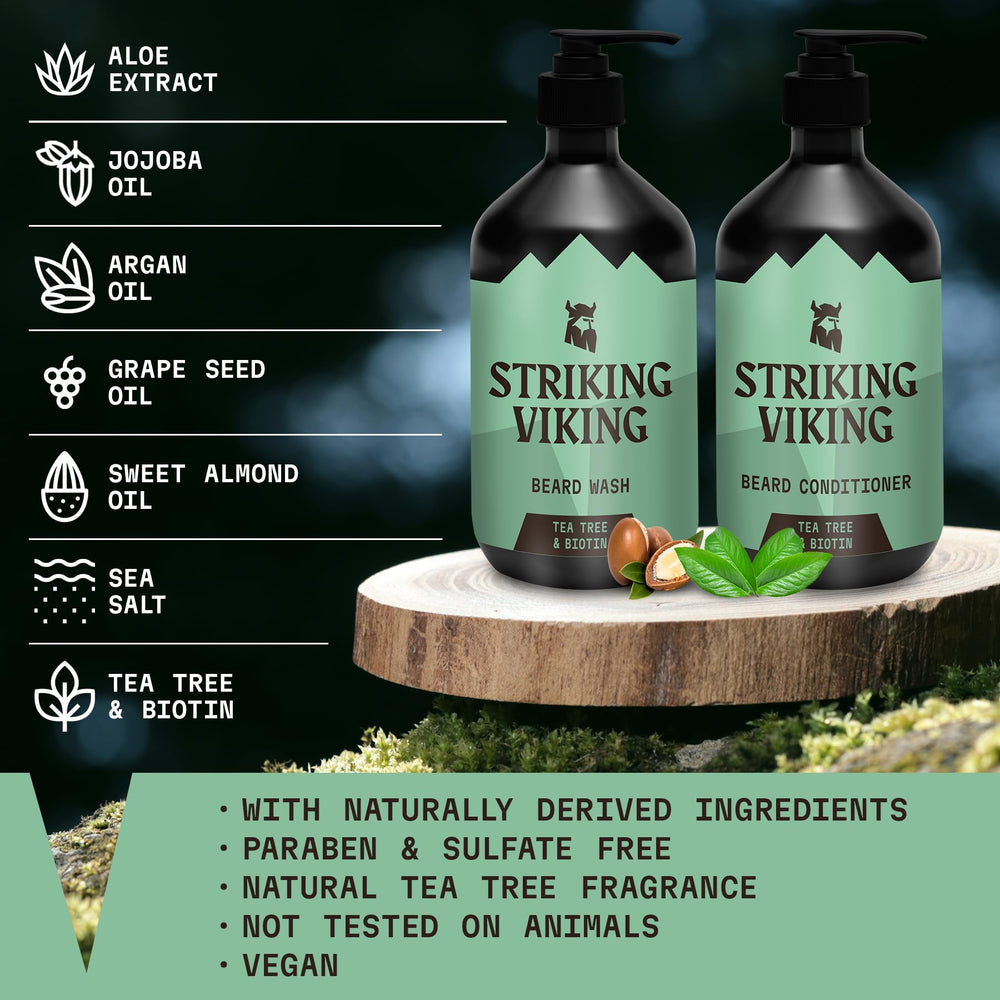 Striking Viking Beard Conditioner Tea Tree nourishes and softens beard.