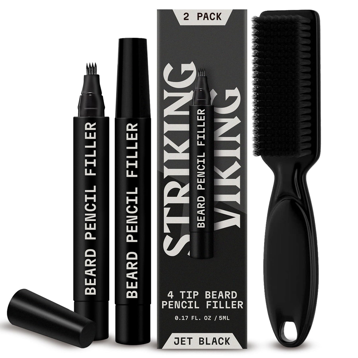 Striking Viking Beard Pencil in jet black fills gaps for a fuller look