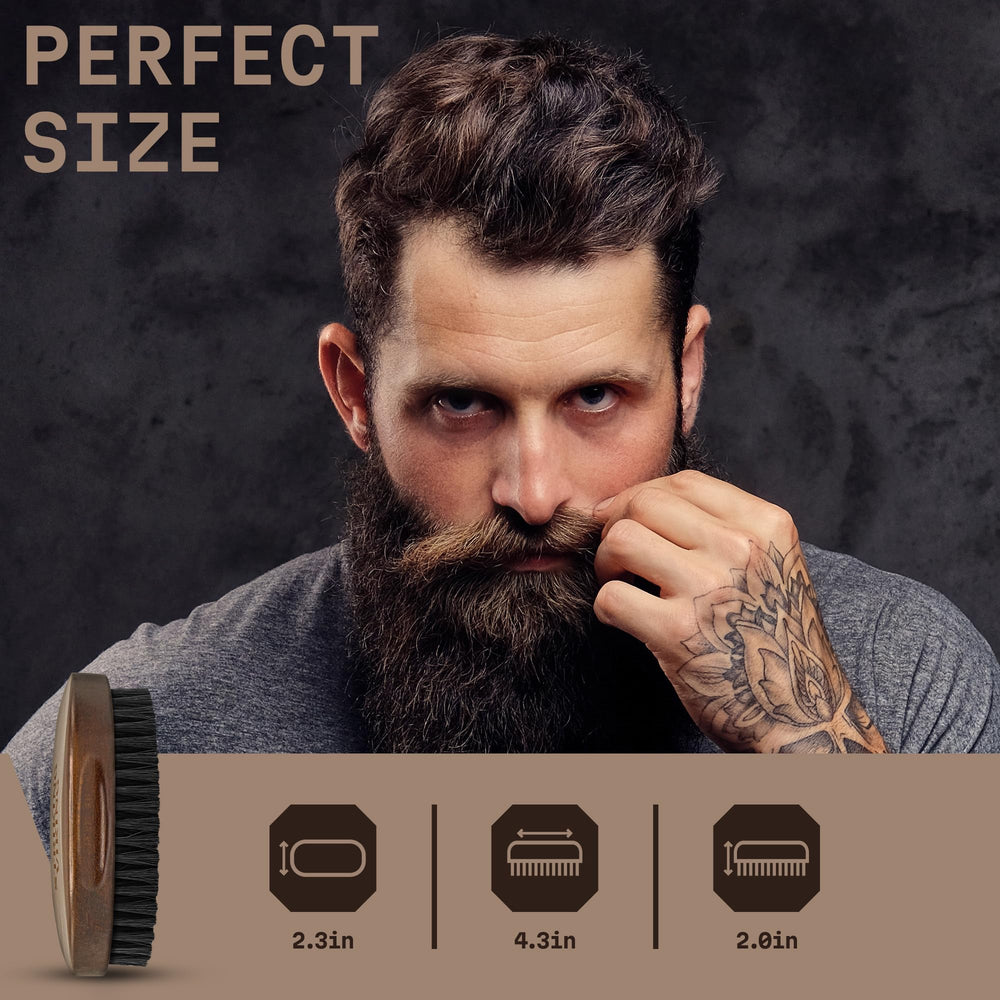 Striking Viking beard brush with beech wood handle for comfortable grip.