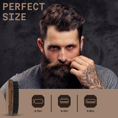 Striking Viking beard brush with beech wood handle for comfortable grip.