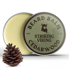 Striking Viking Cedar Beard Balm bottle with cedar scent and hydration.