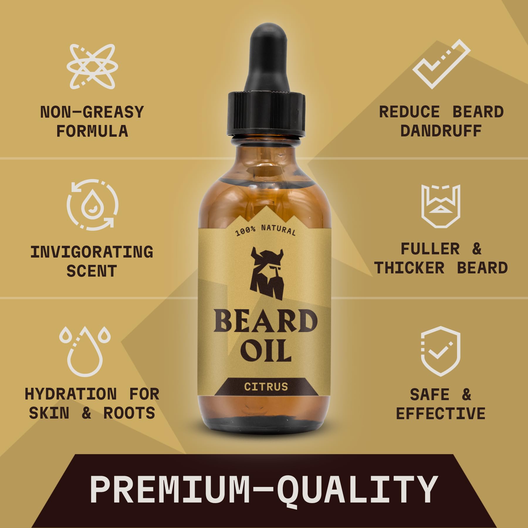 Striking Viking Citrus Beard Oil dropper for precise, quick application.