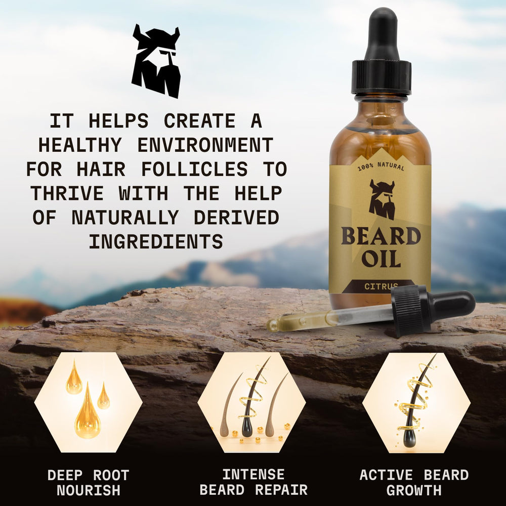 Beard groomed with Striking Viking Citrus Oil for a refreshed look.