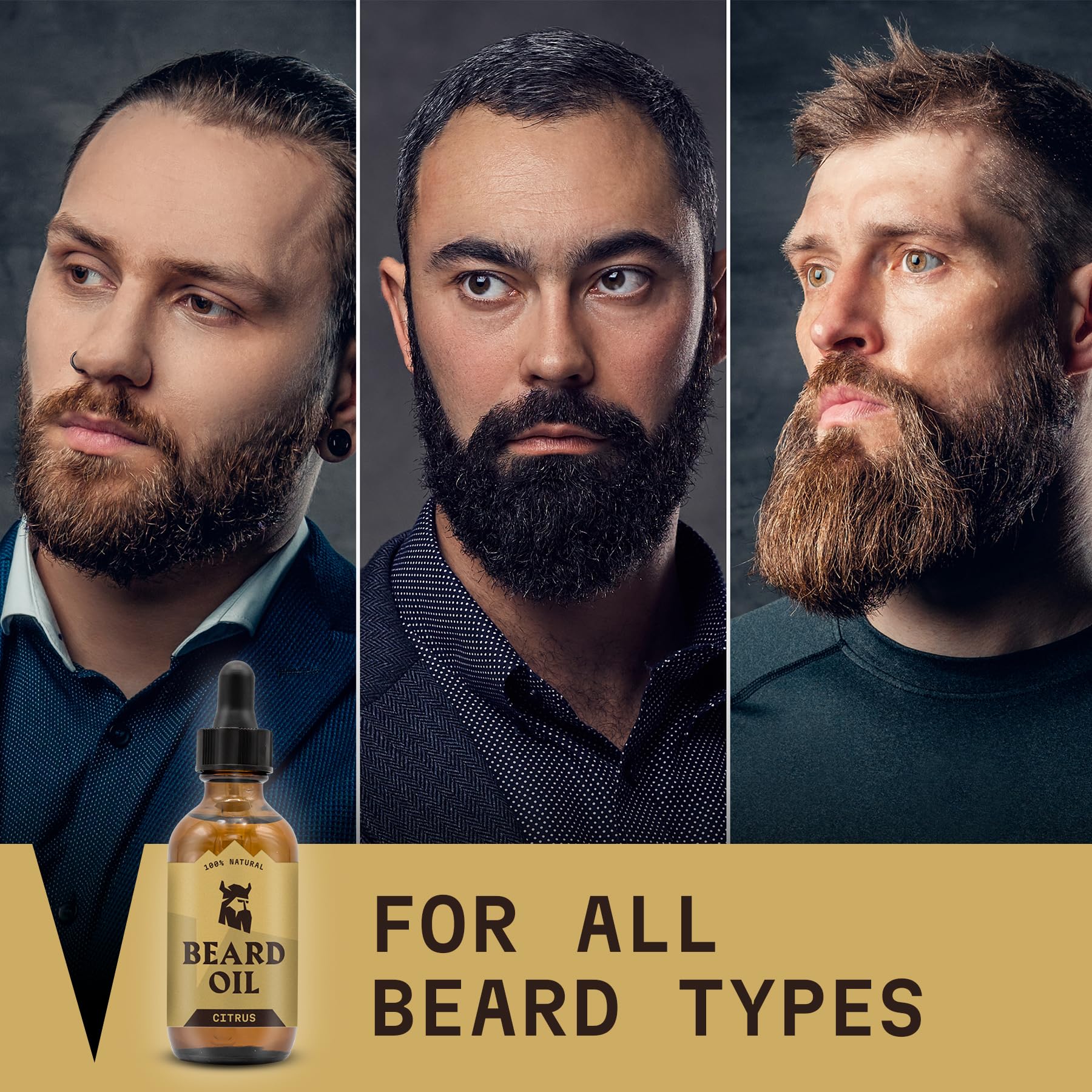 Packaging box for Striking Viking Citrus Beard Oil on display.