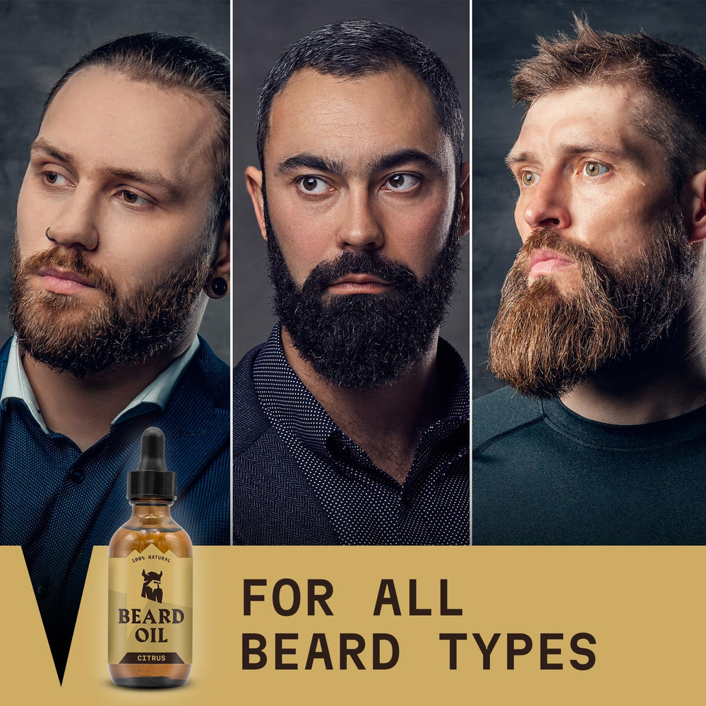 Packaging box for Striking Viking Citrus Beard Oil on display.
