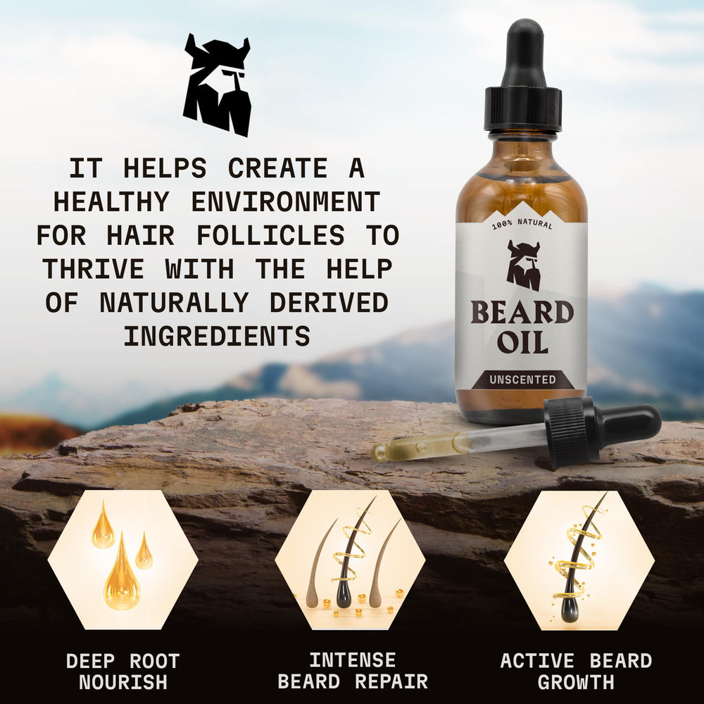 Striking Viking jojoba-argan blend close-up for nourishing daily grooming.