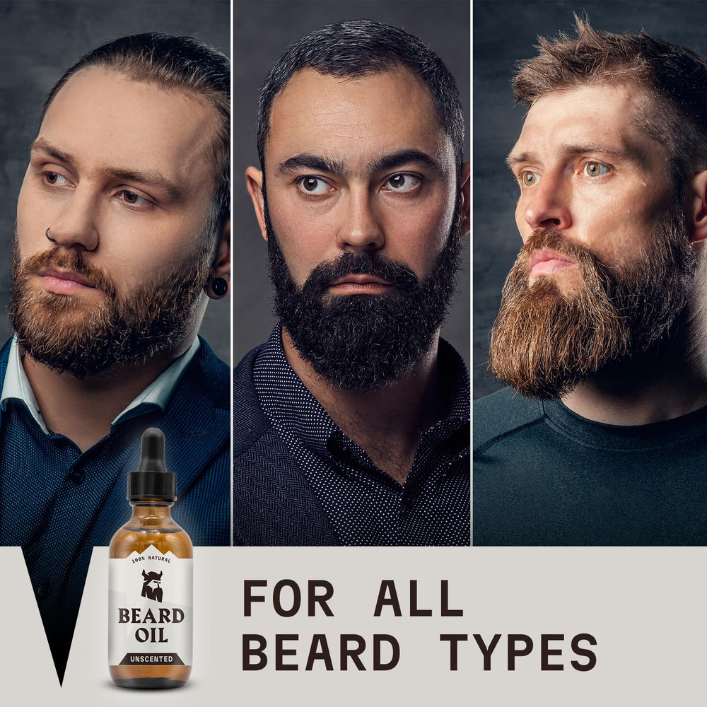 Striking Viking beard after application with healthy shine.