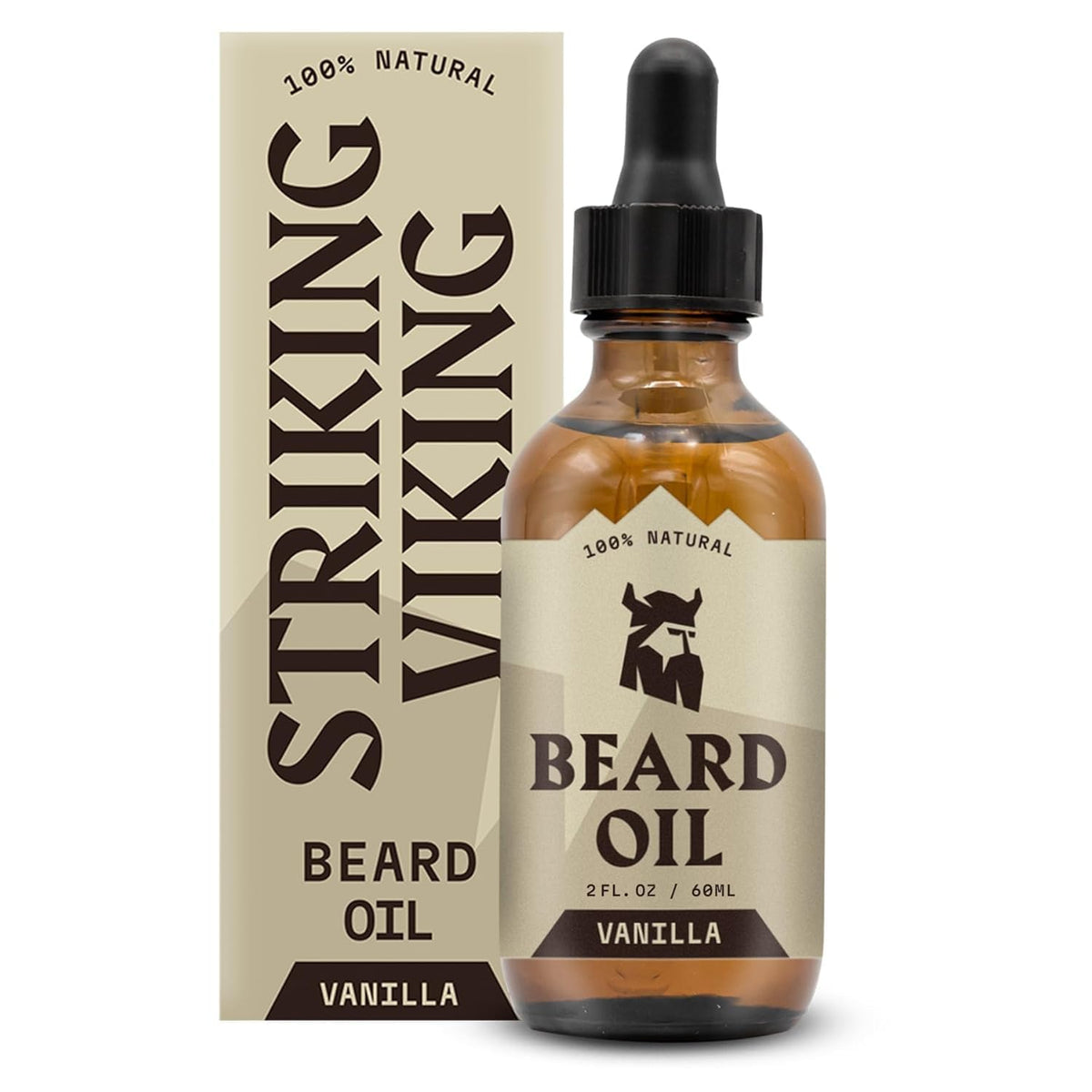 Striking Viking Vanilla Beard Oil bottle showing soft beard conditioning.